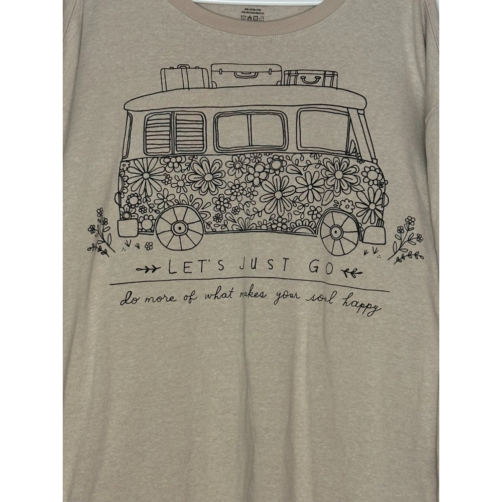 Natural Life Let's Just Go Floral VW Bus Graphic Sweatshirt XXXL Boho Travel Top - Picture 2 of 4